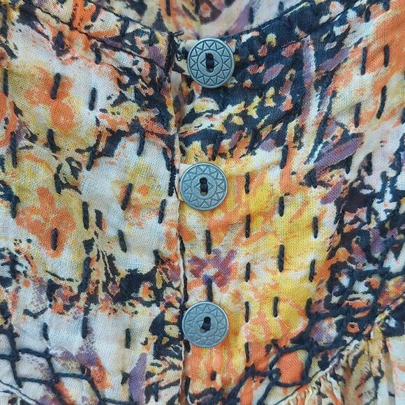 We The Free Multicolor Abstract Top blouse cool meadow print M - Picture 5 of 7